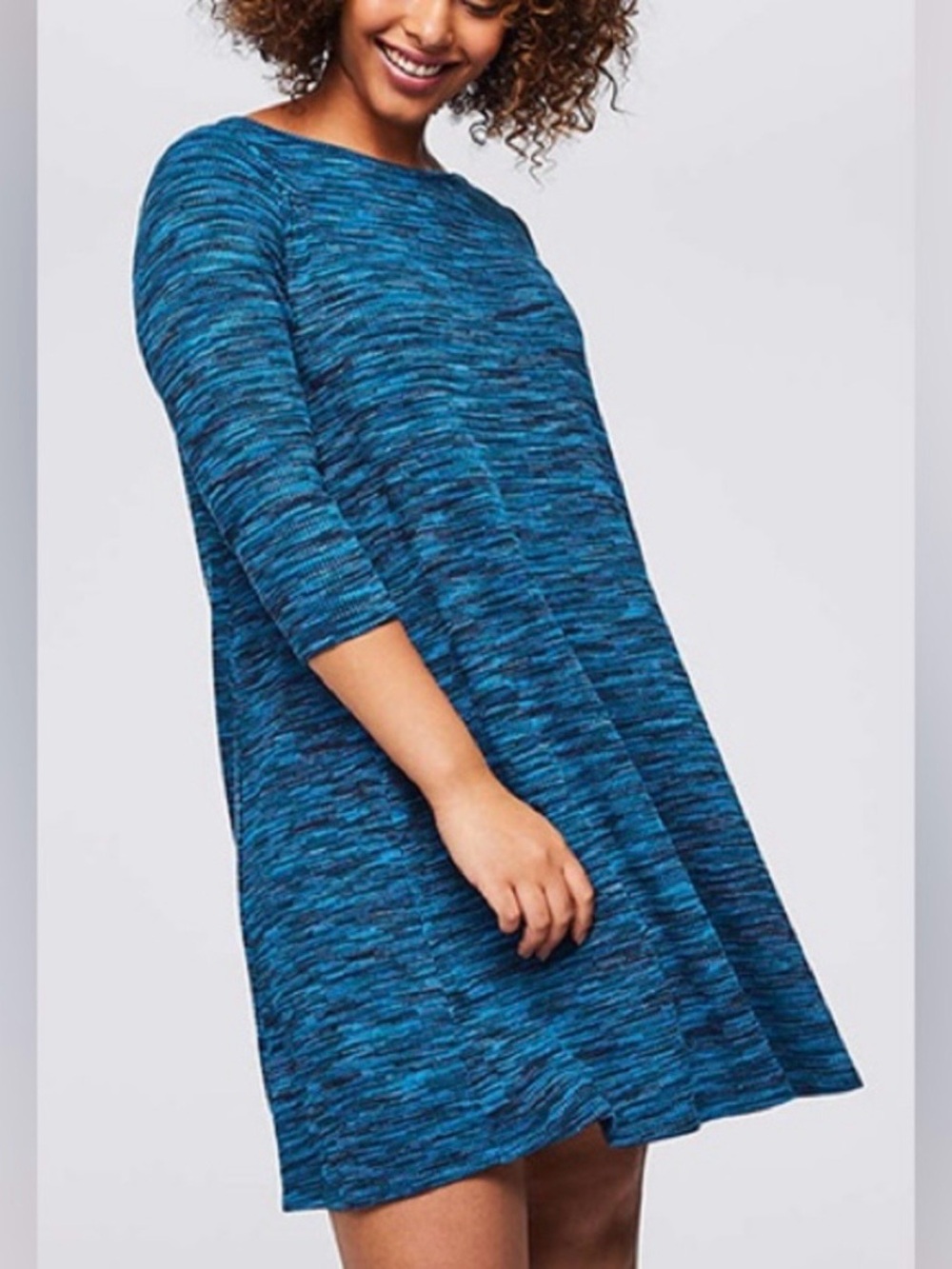 LOFT Teal Space-Dyed Swing Dress